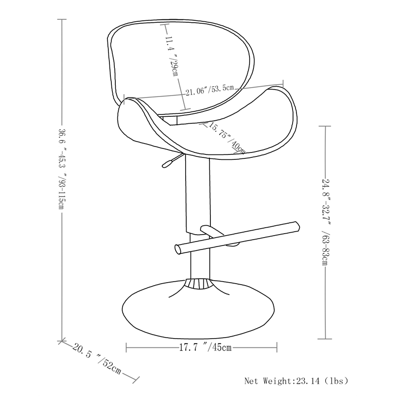 Marana Bentwood Adjustable Swivel Bar Stool Vegan Faux Leather