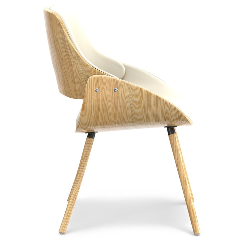 Malden Modern Bentwood Dining Chair with LightWood in Natural Polyester linen