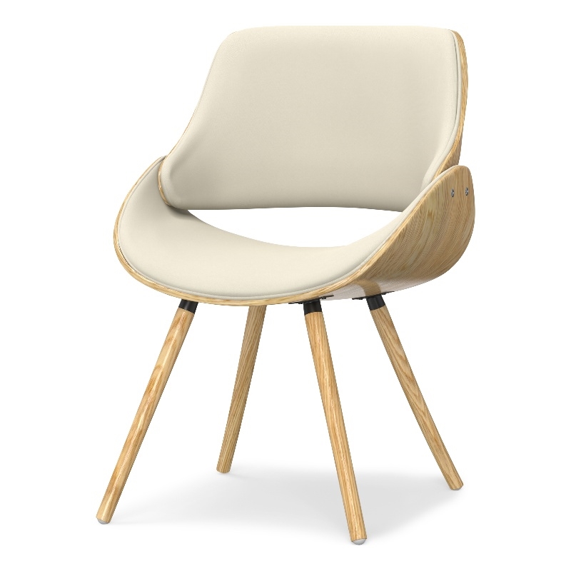 Malden Modern Bentwood Dining Chair with LightWood in Natural Polyester linen