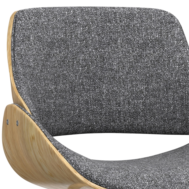 Malden Modern Bentwood Dining Chair with LightWood in Gray Polyester linen