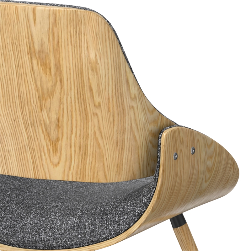 Malden Modern Bentwood Dining Chair with LightWood in Gray Polyester linen