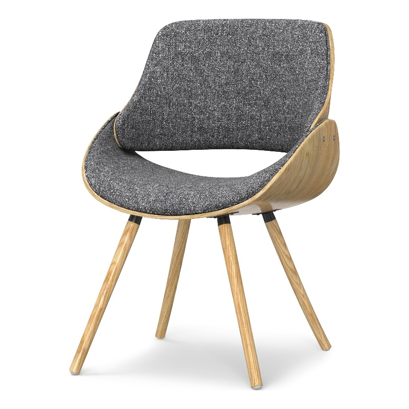 Malden Modern Bentwood Dining Chair with LightWood in Gray Polyester linen