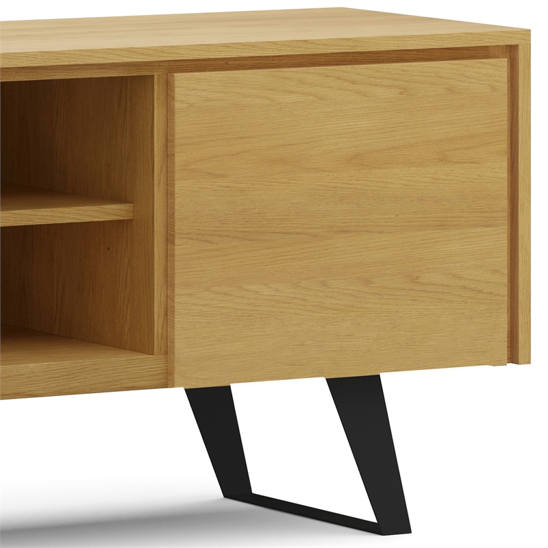Lowry 63" Wide Modern Industrial TV Media Stand in Oak For TVs up to 70