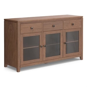 Cosmopolitan SOLID WOOD 54&quot Wide Contemporary Sideboard Buffet in Saddle Brown