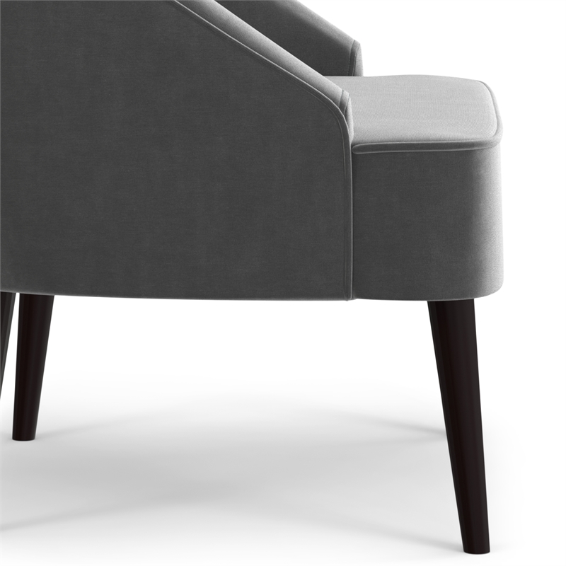 Harrah 33 inch Wide Contemporary Accent Chair in Smoky Gray Velvet fabric