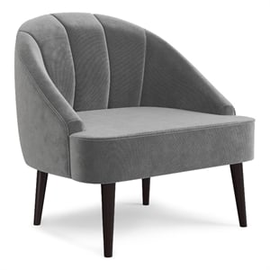 Harrah 33 inch Wide Contemporary Accent Chair in Smoky Gray Velvet fabric
