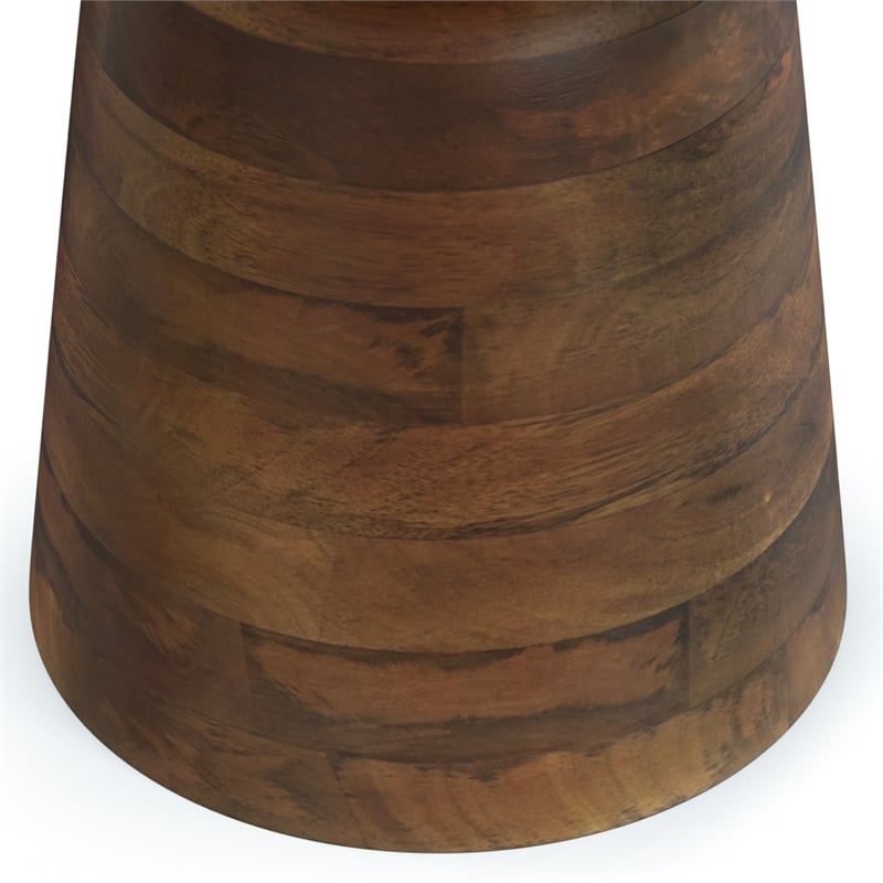 robbie solid wood 16&quot wd round contemporary rustic accent table in walnut brown