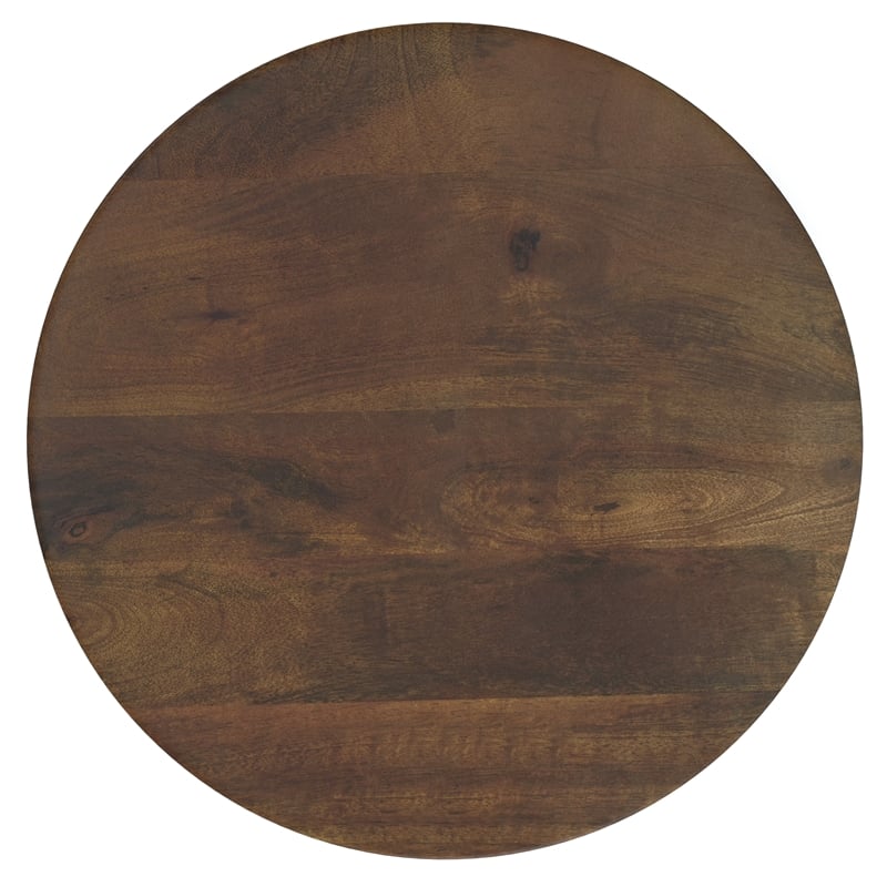 robbie solid wood 16&quot wd round contemporary rustic accent table in walnut brown