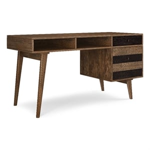 Clarkson SOLID WOOD 60&quot WD Desk with side drawers in Rustic Natural Aged Brown