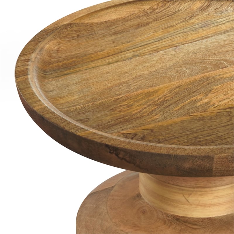 Haynes 16 inch Wide Solid Mango Boho Accent Table in Natural & Assembled