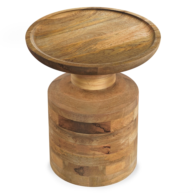 Haynes 16 inch Wide Solid Mango Boho Accent Table in Natural & Assembled