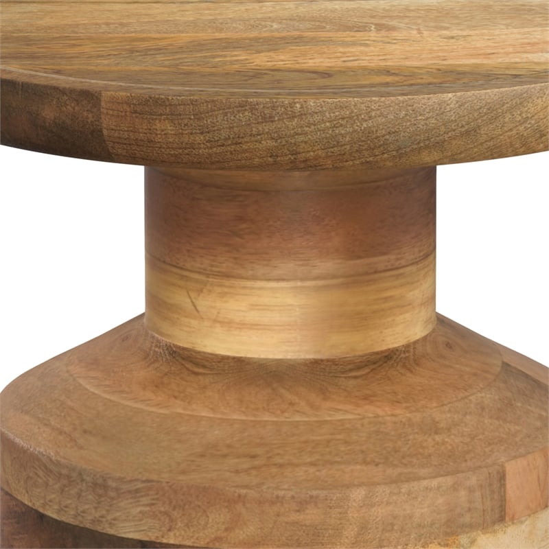 Haynes 16 inch Wide Solid Mango Boho Accent Table in Natural & Assembled
