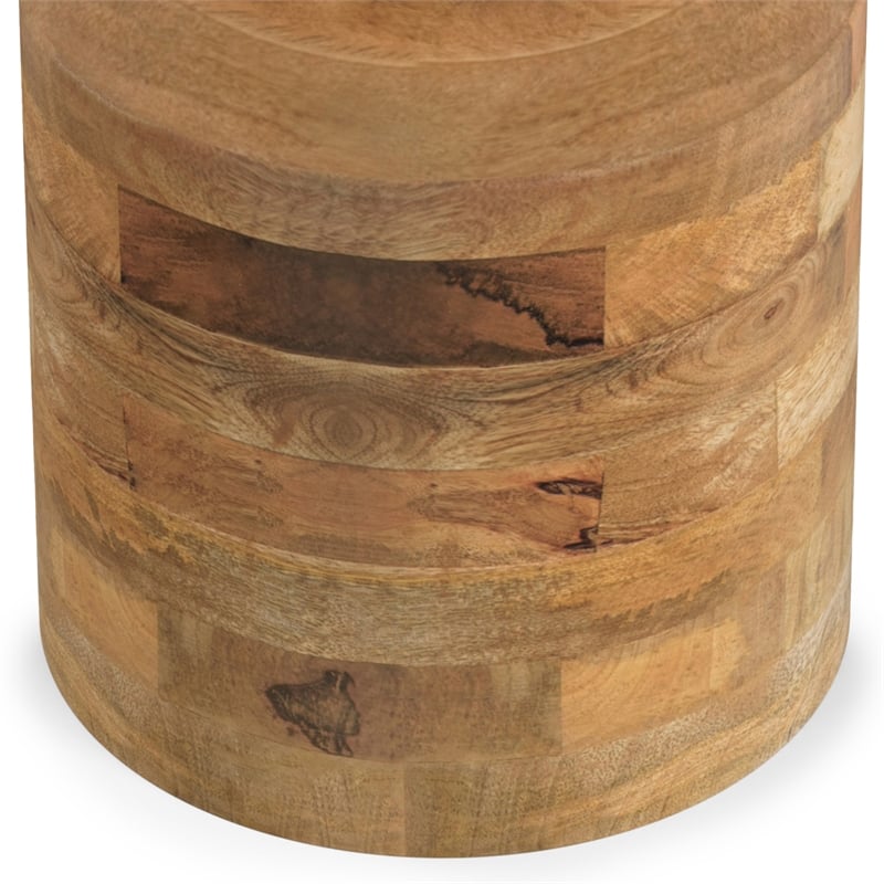 Haynes 16 inch Wide Solid Mango Boho Accent Table in Natural & Assembled