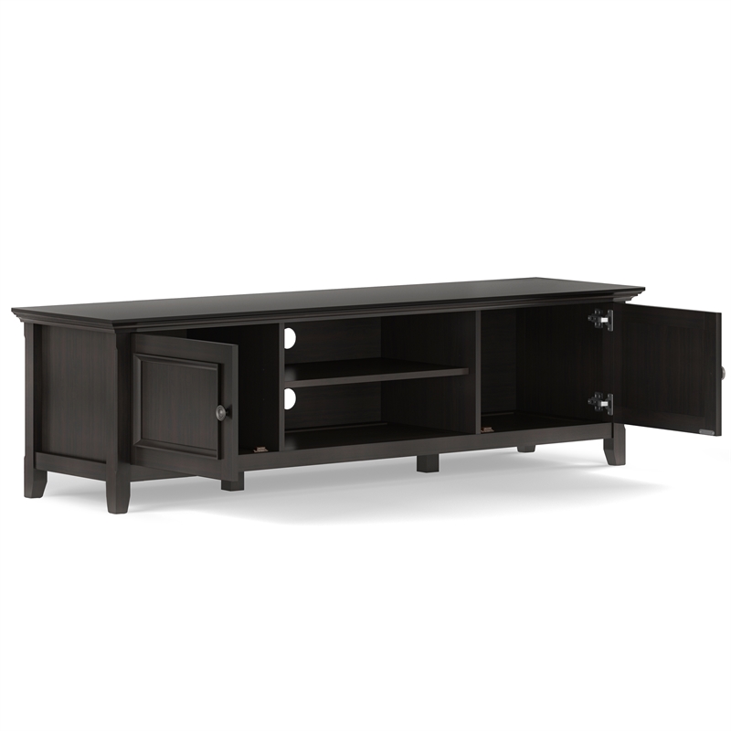 Amherst 72 inch Wide Solid Wood Transitional Low TV Stand in Hickory Brown
