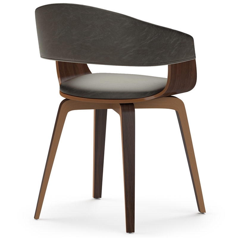 Lowell Modern Bentwood Dining Chair in Distressed Brown Vegan Faux Leather