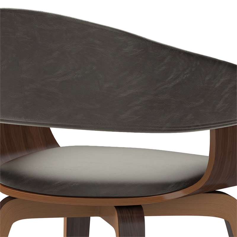 Lowell Modern Bentwood Dining Chair in Distressed Brown Vegan Faux Leather