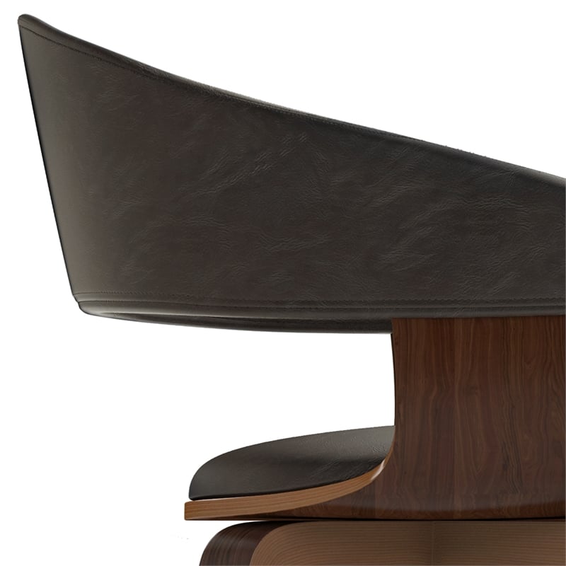 Lowell Modern Bentwood Dining Chair in Distressed Brown Vegan Faux Leather