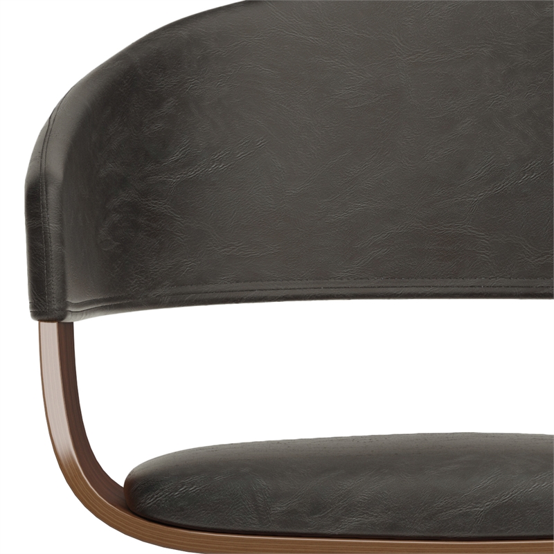 Lowell Modern Bentwood Dining Chair in Distressed Brown Vegan Faux Leather