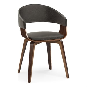 Lowell Modern Bentwood Dining Chair in Distressed Brown Vegan Faux Leather
