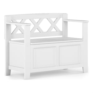 Simpli Home Amherst Wood 36&quot Wide Transitional Entryway Storage Bench in White
