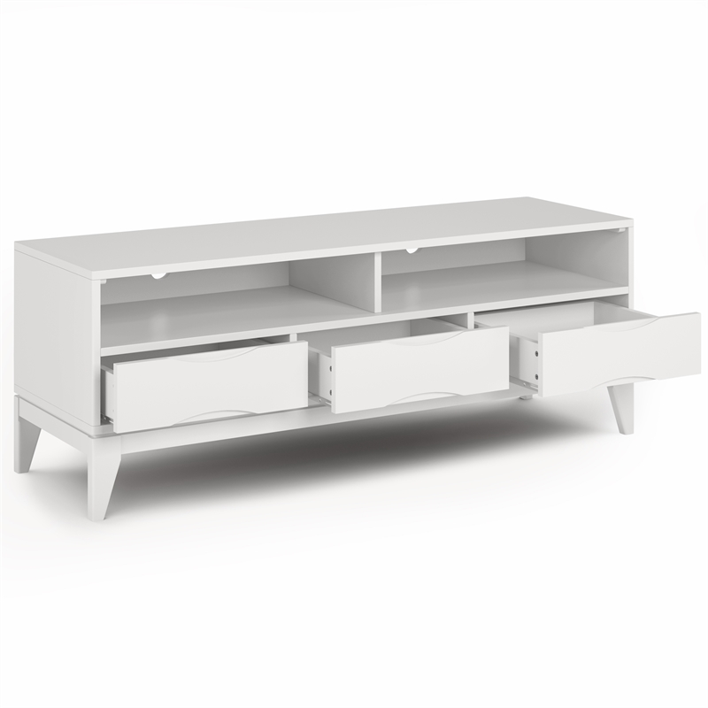Harper SOLID HARDWOOD 60 inch Wide Modern TV Media Stand in White