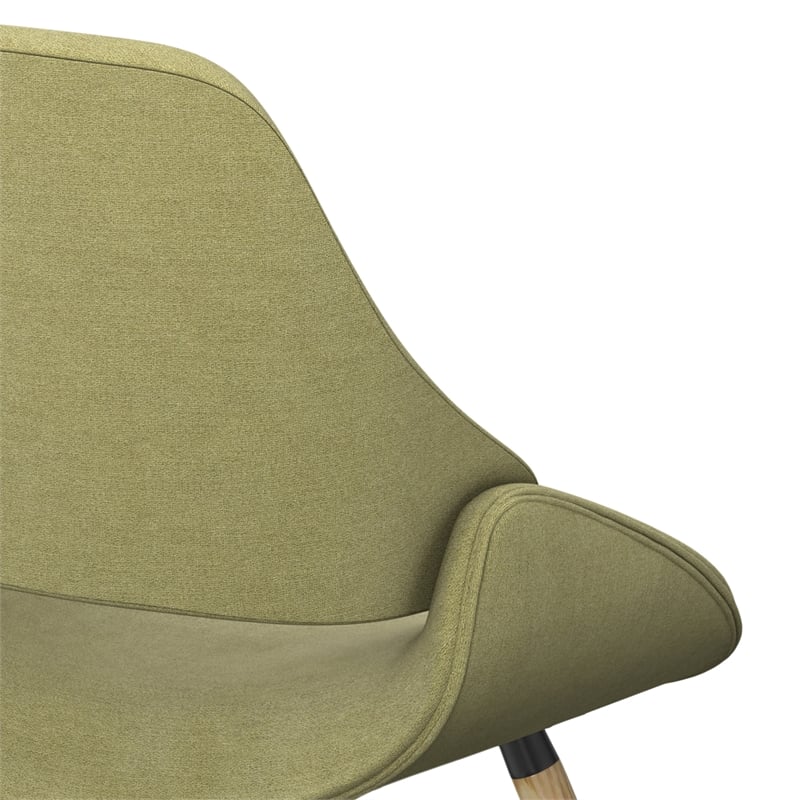 Malden Modern Bentwood Dining Chair with Light Wood in Acid Green Woven Fabric