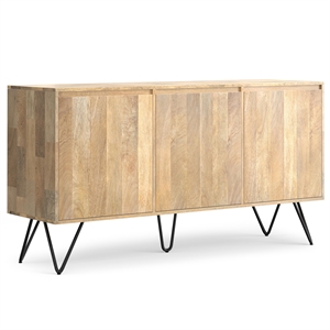 Hunter SOLID WOOD and Iron 60x18&quotRectangle 3 Door Sideboard Buffet in Natural