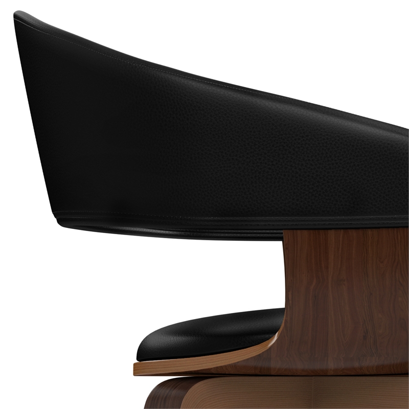 Lowell Mid Century Modern Bentwood Dining Chair in Black Vegan Faux Leather