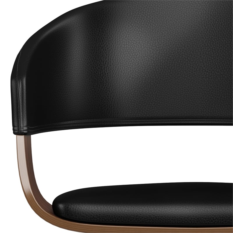 Lowell Mid Century Modern Bentwood Dining Chair in Black Vegan Faux Leather