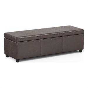 Avalon 54&quot Wide Extra Large Storage Ottoman Bench in Brown Vegan Faux Leather