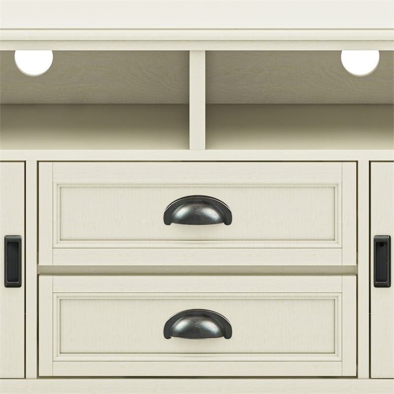 Burlington SOLID WOOD 72 inch Wide Transitional TV Media Stand in Antique White