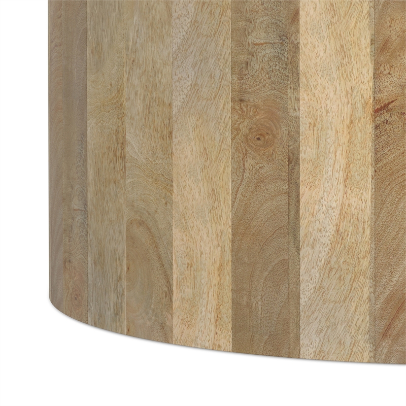 Millbury MANGO WOOD 36 inch Wide Round Modern Drum Coffee Table in Natural