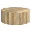 Millbury MANGO WOOD 36 inch Wide Round Modern Drum Coffee Table in Natural