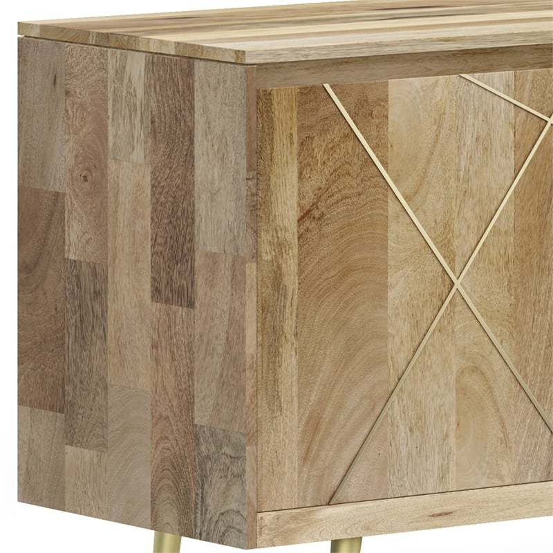 Simpli Home Jager Contemporary Solid Wood Sideboard Buffet in Natural