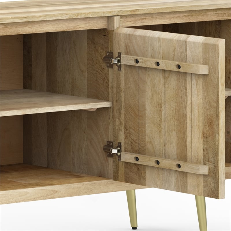 Simpli Home Jager Contemporary Solid Wood Sideboard Buffet in Natural