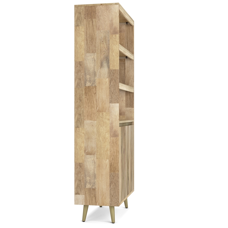 Simpli Home Jager Contemporary Solid Wood Bookshelf with Doors in Natural