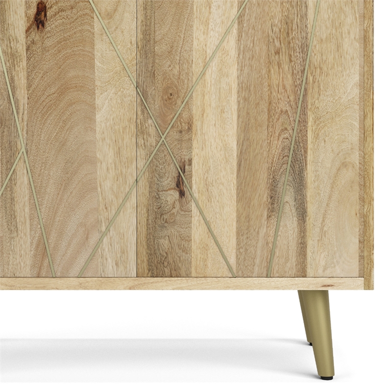 Simpli Home Jager Contemporary Solid Wood Bookshelf with Doors in Natural