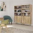 Simpli Home Jager Contemporary Solid Wood Bookshelf with Doors in Natural