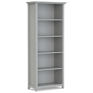 Amherst 30 inch Wide Solid Wood Transitional 5 Shelf Bookcase in Fog Gray