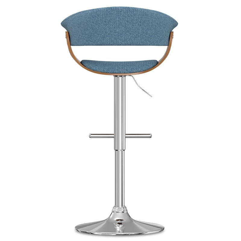 Sheldon Modern Adjustable Swivel Bar Stool in Denim Blue Woven Polyester Fabric