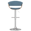 Sheldon Modern Adjustable Swivel Bar Stool in Denim Blue Woven Polyester Fabric
