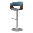 Sheldon Modern Adjustable Swivel Bar Stool in Denim Blue Woven Polyester Fabric
