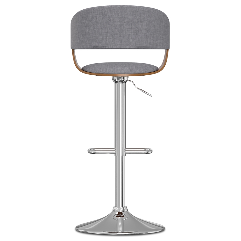 Lowell Modern Adjustable Swivel Bar Stool in Light Gray Linen Look Fabric