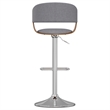 Lowell Modern Adjustable Swivel Bar Stool in Light Gray Linen Look Fabric