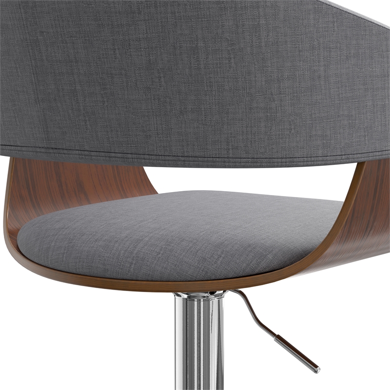 Lowell Modern Adjustable Swivel Bar Stool in Light Gray Linen Look Fabric