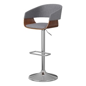 Lowell Modern Adjustable Swivel Bar Stool in Light Gray Linen Look Fabric