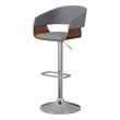 Lowell Modern Adjustable Swivel Bar Stool in Light Gray Linen Look Fabric