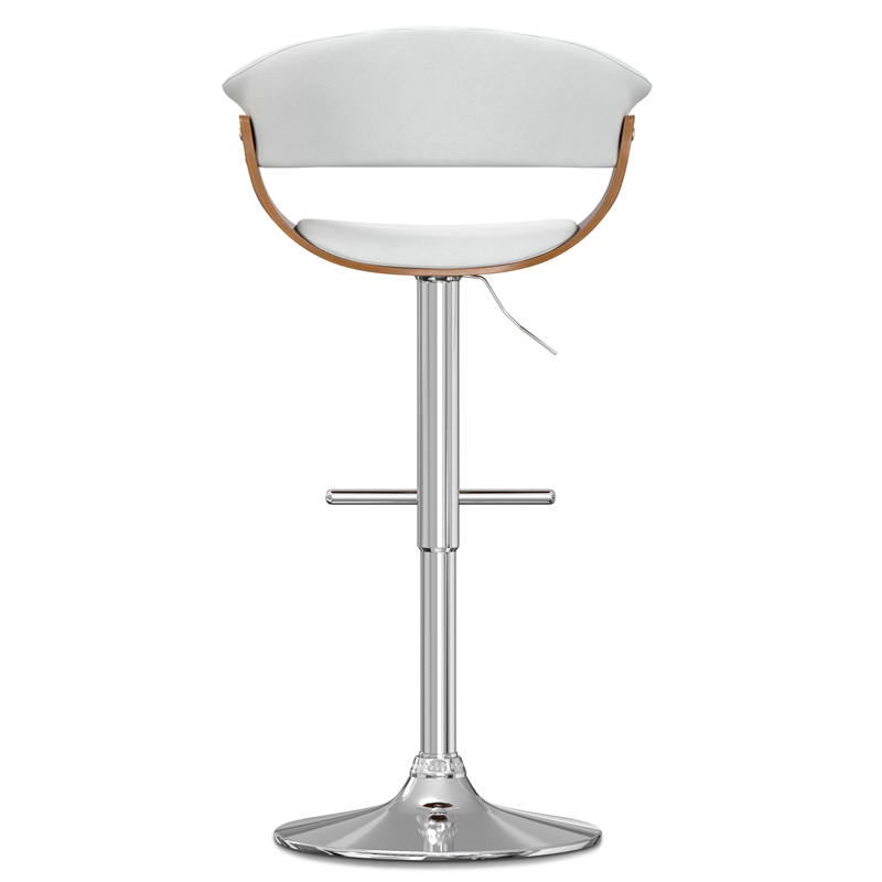Sheldon Modern Adjustable Swivel Bar Stool in White Vegan Faux Leather