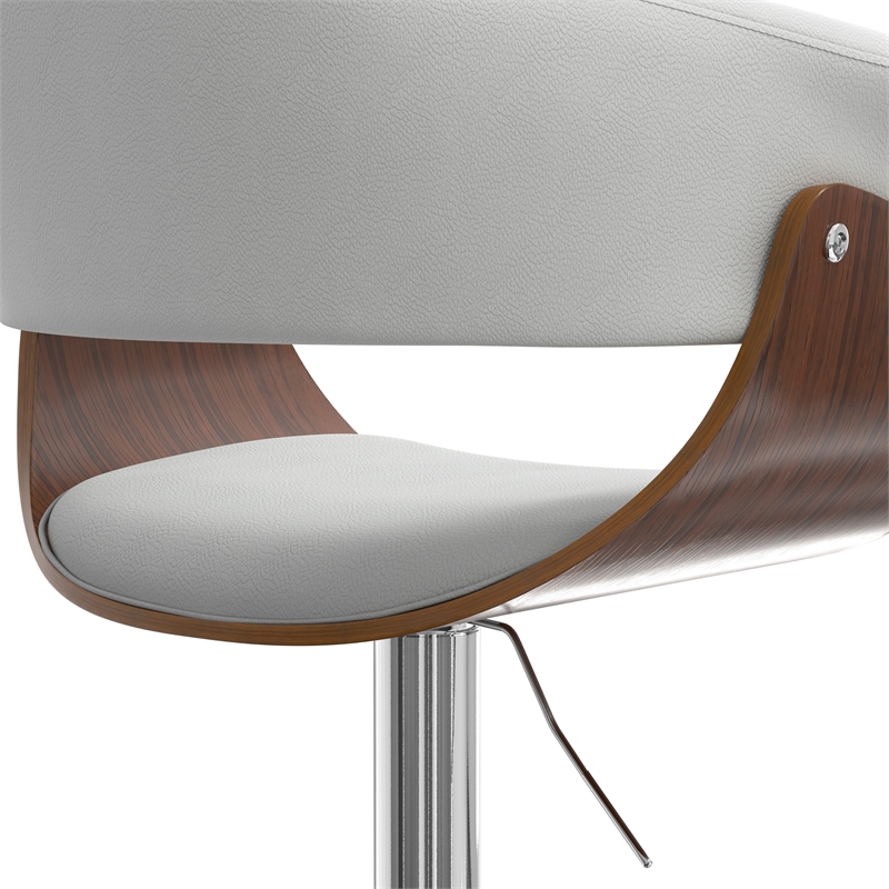 Sheldon Modern Adjustable Swivel Bar Stool in White Vegan Faux Leather