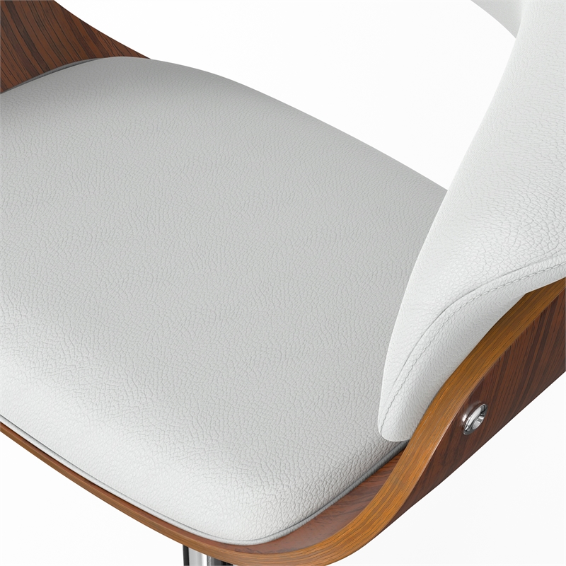 Sheldon Modern Adjustable Swivel Bar Stool in White Vegan Faux Leather